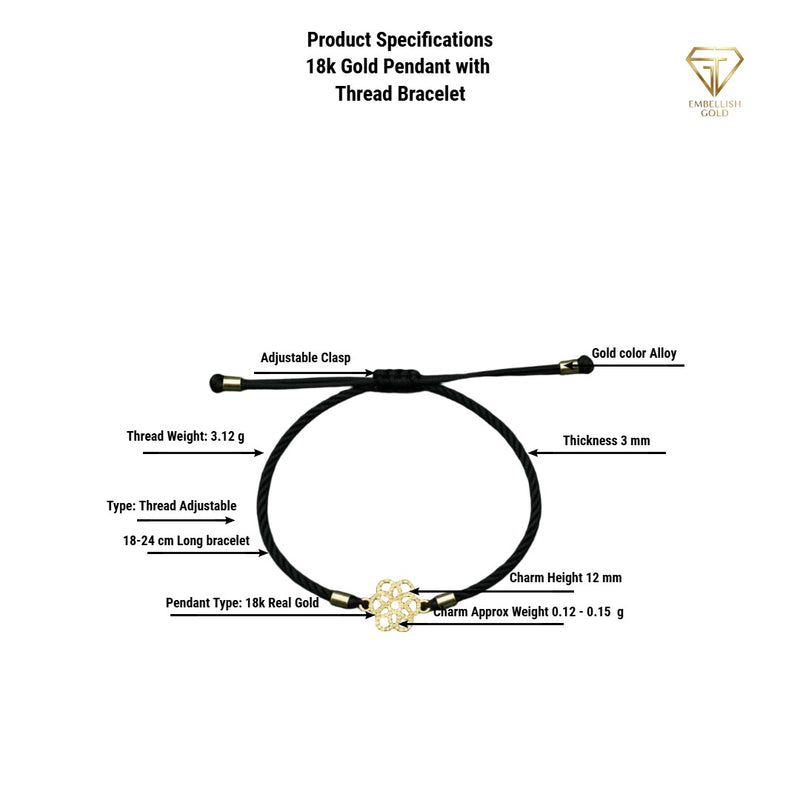 سوار من الذهب الحقيقي عيار 18 قيراط على شكل زهرة محظوظة - 18k Gold Bracelet - Embellish Gold