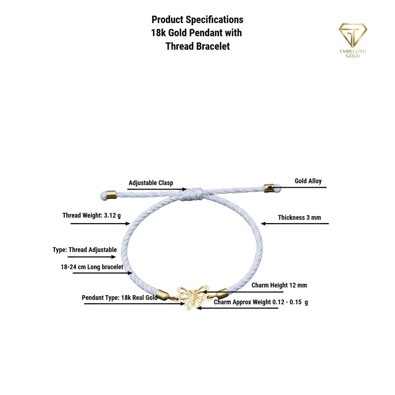 سوار من الذهب الحقيقي عيار 18 قيراط على شكل فراشة محظوظ - 18k Gold Bracelet - Embellish Gold