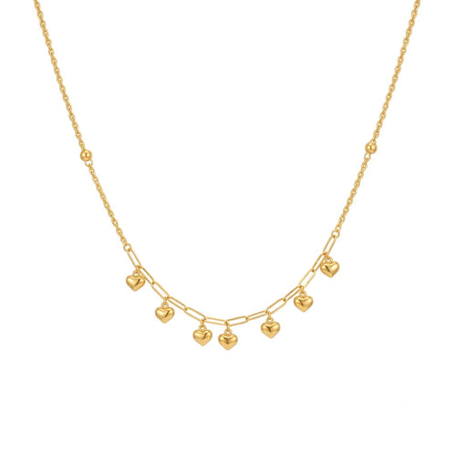 18k Gold 7 Heart Clip Necklace