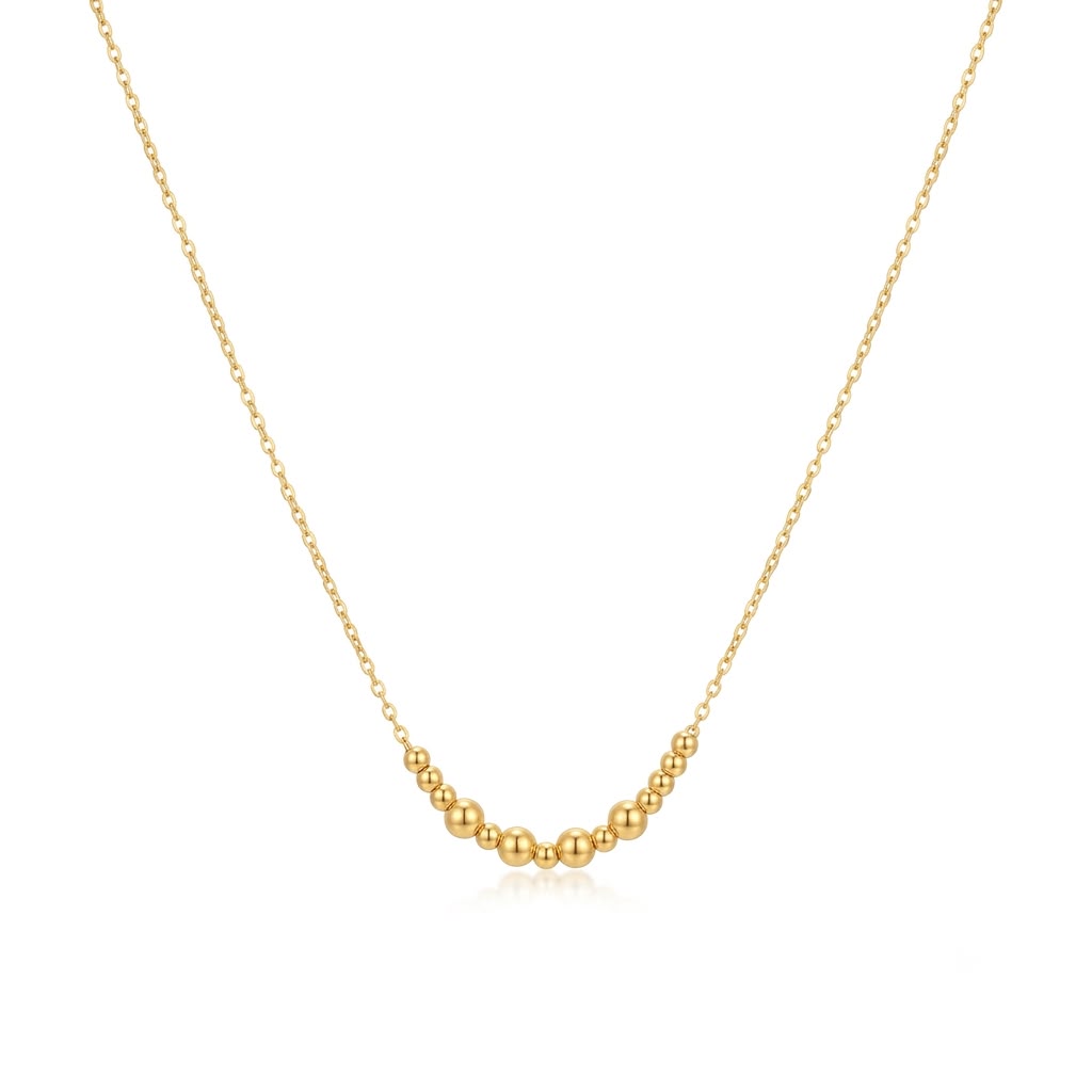 18k Gold Multiple Ball Necklace - 18k Gold Necklace - Embellish Gold Jewelry & Diamond