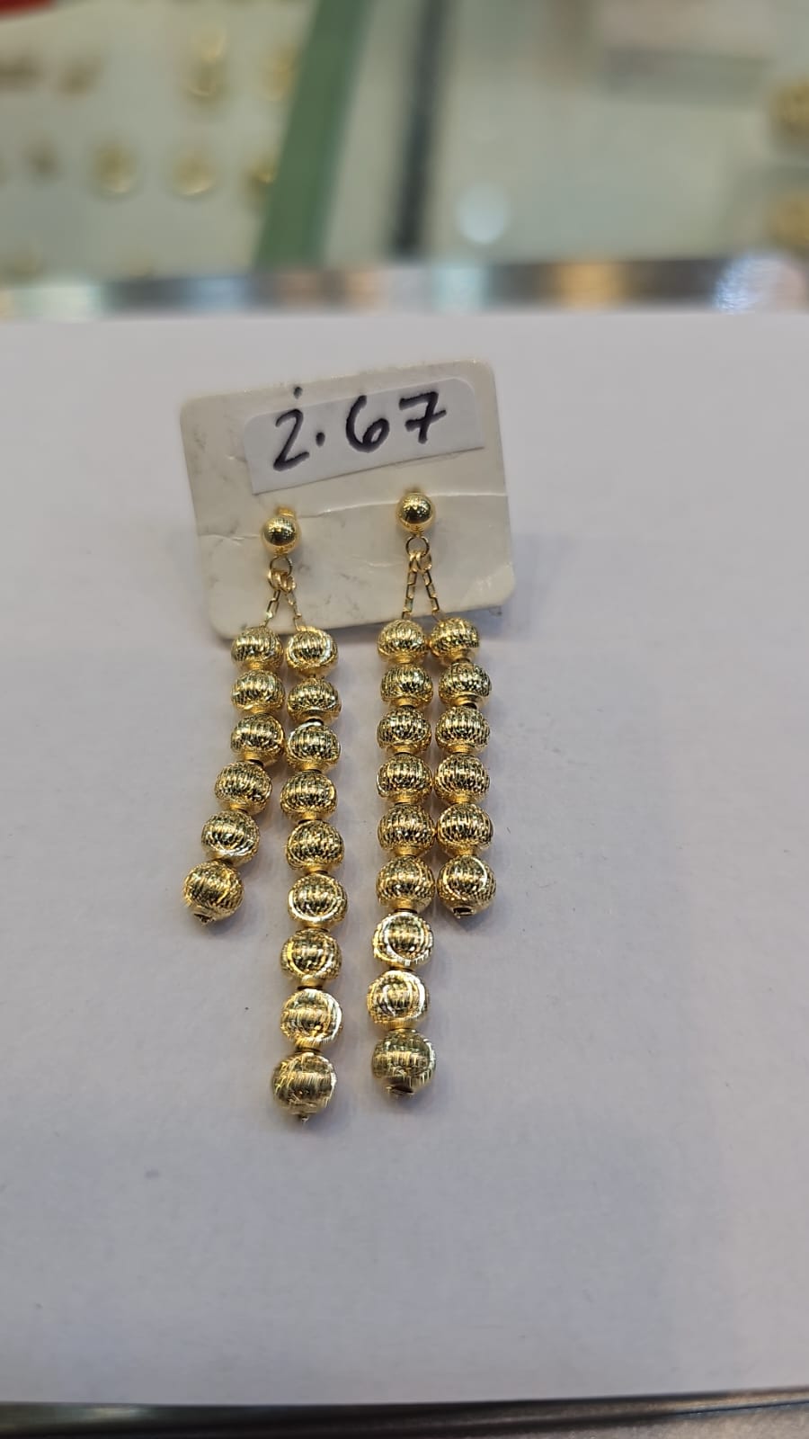18k Gold Twin Ball Hanging Earrings