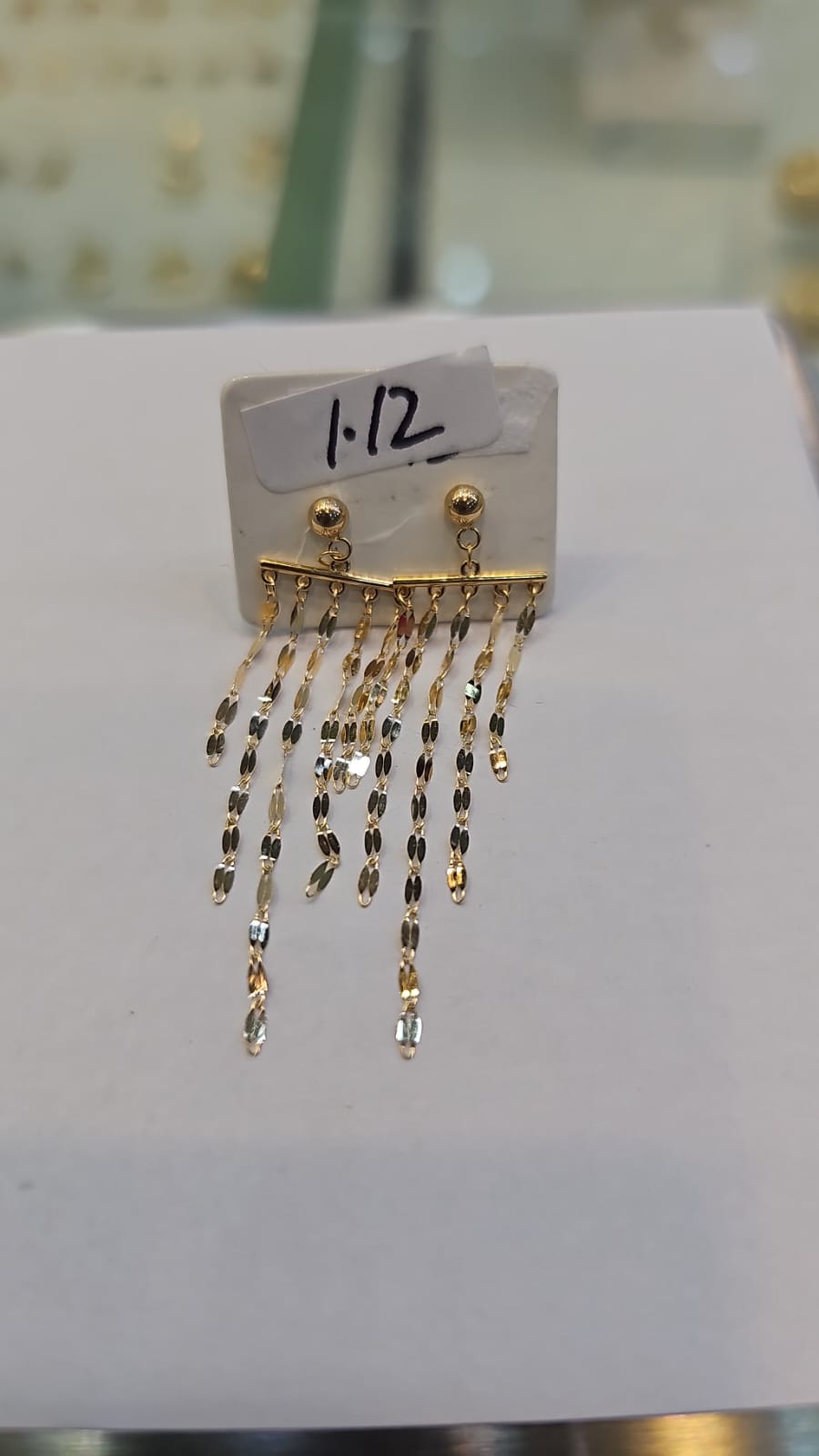 18k Gold Ball Hanging Chain Earrings