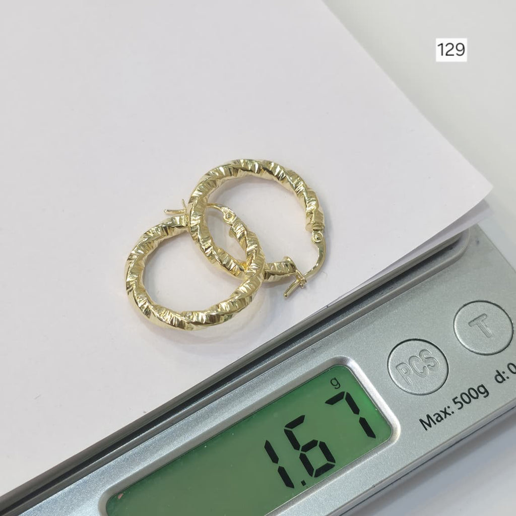 18k Gold Dia Cut Style Loop Earring