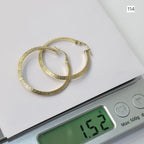 18k Gold Big Hollow Maze Loop Earring