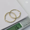 18k Gold Matte Twirl Loop Earrings