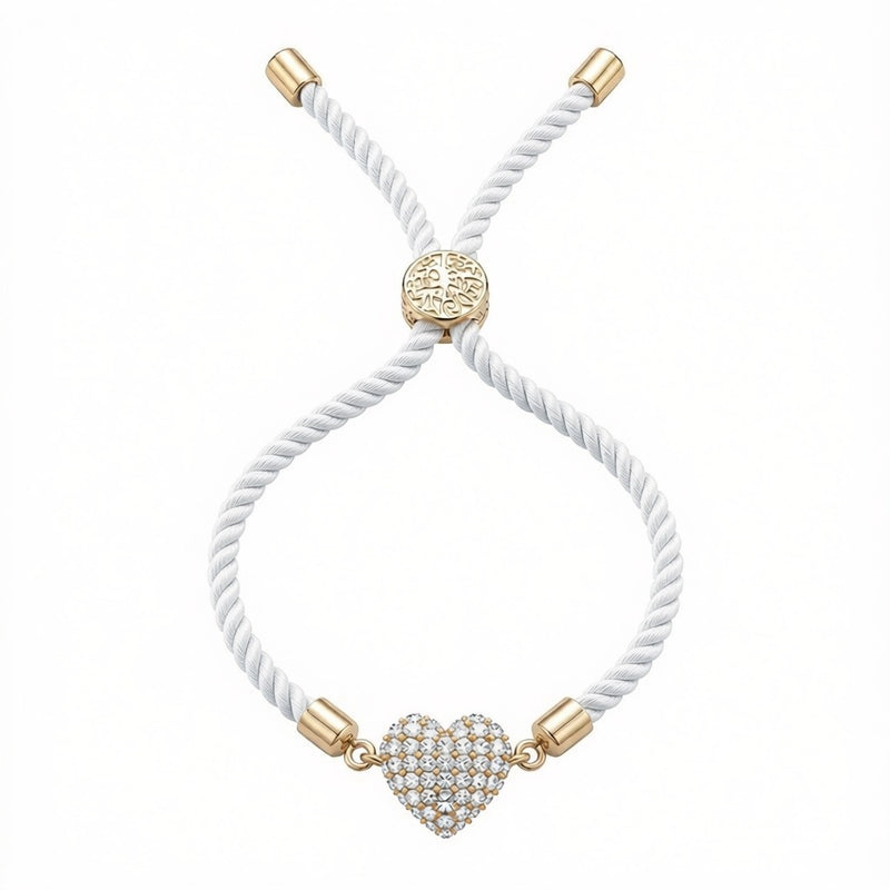 18k Gold Swarovski Heart with Adjustable Thread Bracelet - متجر 99 - Embellish Gold Jewelry & Diamond