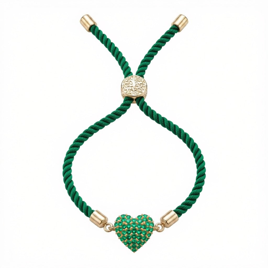 18k Gold Swarovski Heart with Adjustable Thread Bracelet - Perfect Gifting - Embellish Gold Jewelry & Diamond