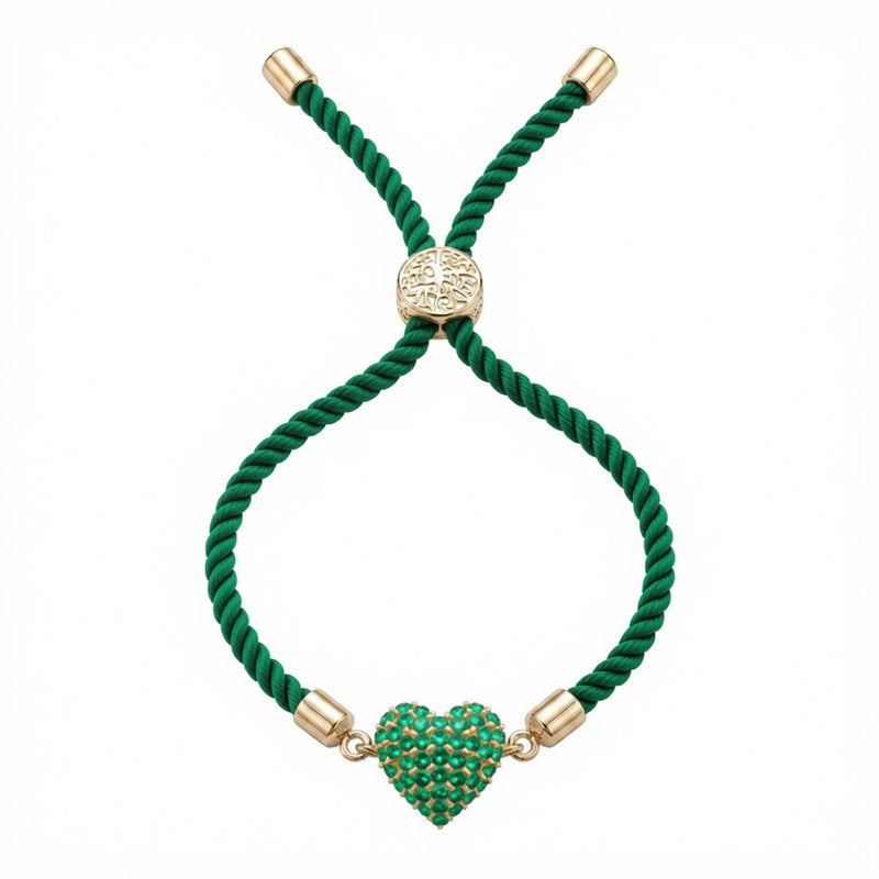 18k Gold Swarovski Heart with Adjustable Thread Bracelet - متجر 99 - Embellish Gold Jewelry & Diamond
