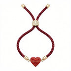 18k Gold Swarovski Heart with Adjustable Thread Bracelet