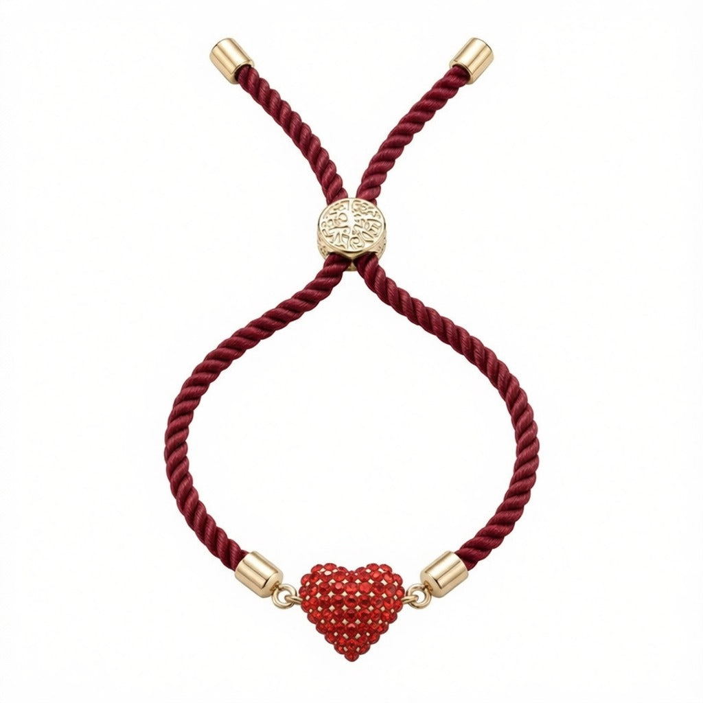 18k Gold Swarovski Heart with Adjustable Thread Bracelet - Perfect Gifting - Embellish Gold Jewelry & Diamond