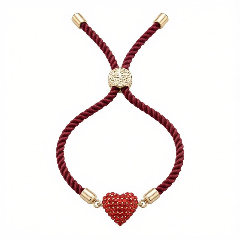18k Gold Swarovski Heart with Adjustable Thread Bracelet - متجر 99 - Embellish Gold Jewelry & Diamond