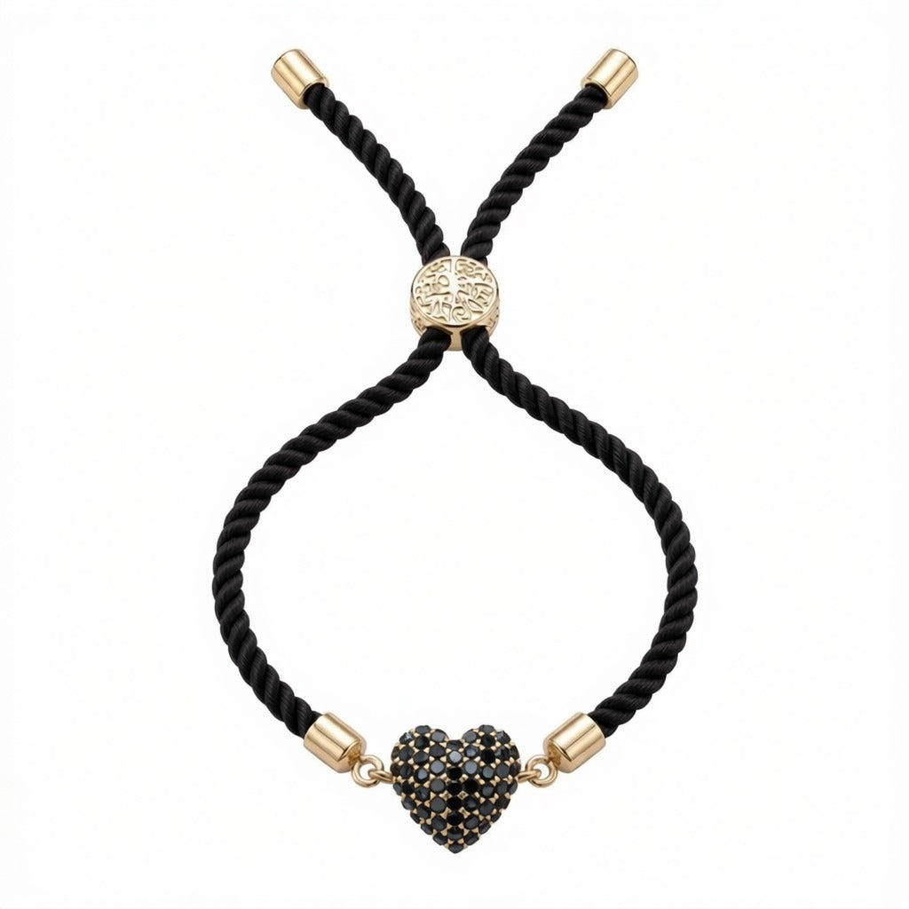 18k Gold Swarovski Heart with Adjustable Thread Bracelet - Perfect Gifting - Embellish Gold Jewelry & Diamond