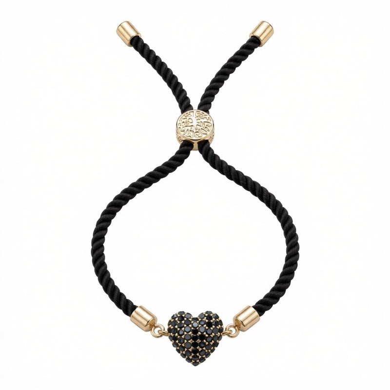 18k Gold Swarovski Heart with Adjustable Thread Bracelet - متجر 99 - Embellish Gold Jewelry & Diamond