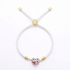 18k Gold Swarovski Dotted Heart with Adjustable Thread Bracelet