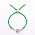 18k Gold Swarovski Dotted Heart with Adjustable Thread Bracelet