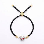 18k Gold Swarovski Dotted Heart with Adjustable Thread Bracelet