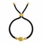 18k Gold Square Medallion with Adjustable Thread Bracelet