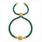 18k Gold Square Medallion with Adjustable Thread Bracelet