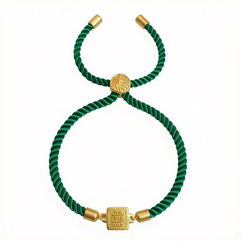 18k Gold Square Medallion with Adjustable Thread Bracelet - متجر 99 - Embellish Gold Jewelry & Diamond