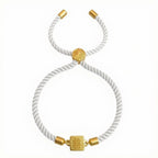 18k Gold Square Medallion with Adjustable Thread Bracelet