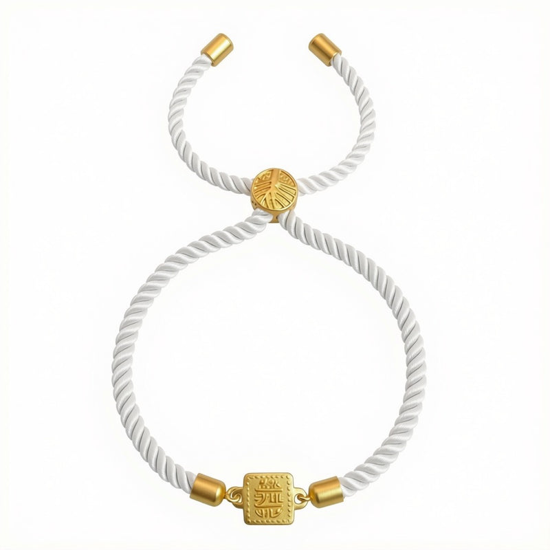 18k Gold Square Medallion with Adjustable Thread Bracelet - متجر 99 - Embellish Gold Jewelry & Diamond