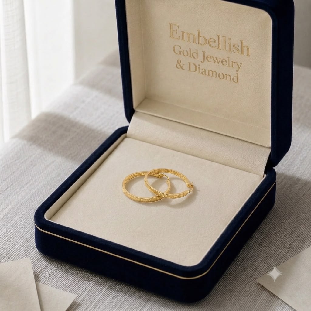 18k Gold Big Maze Loop Earrings