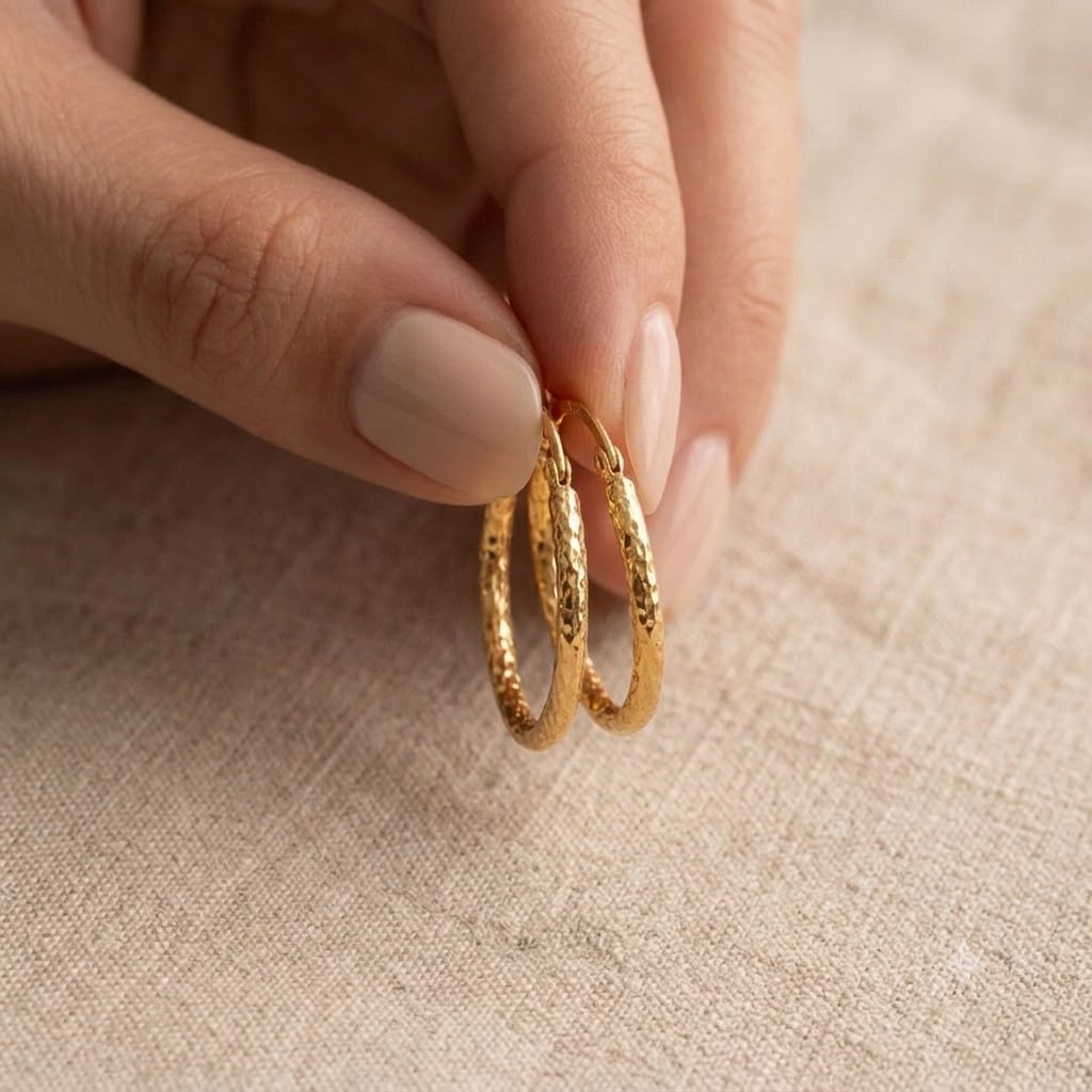 18k Gold Matte Twirl Loop Earrings