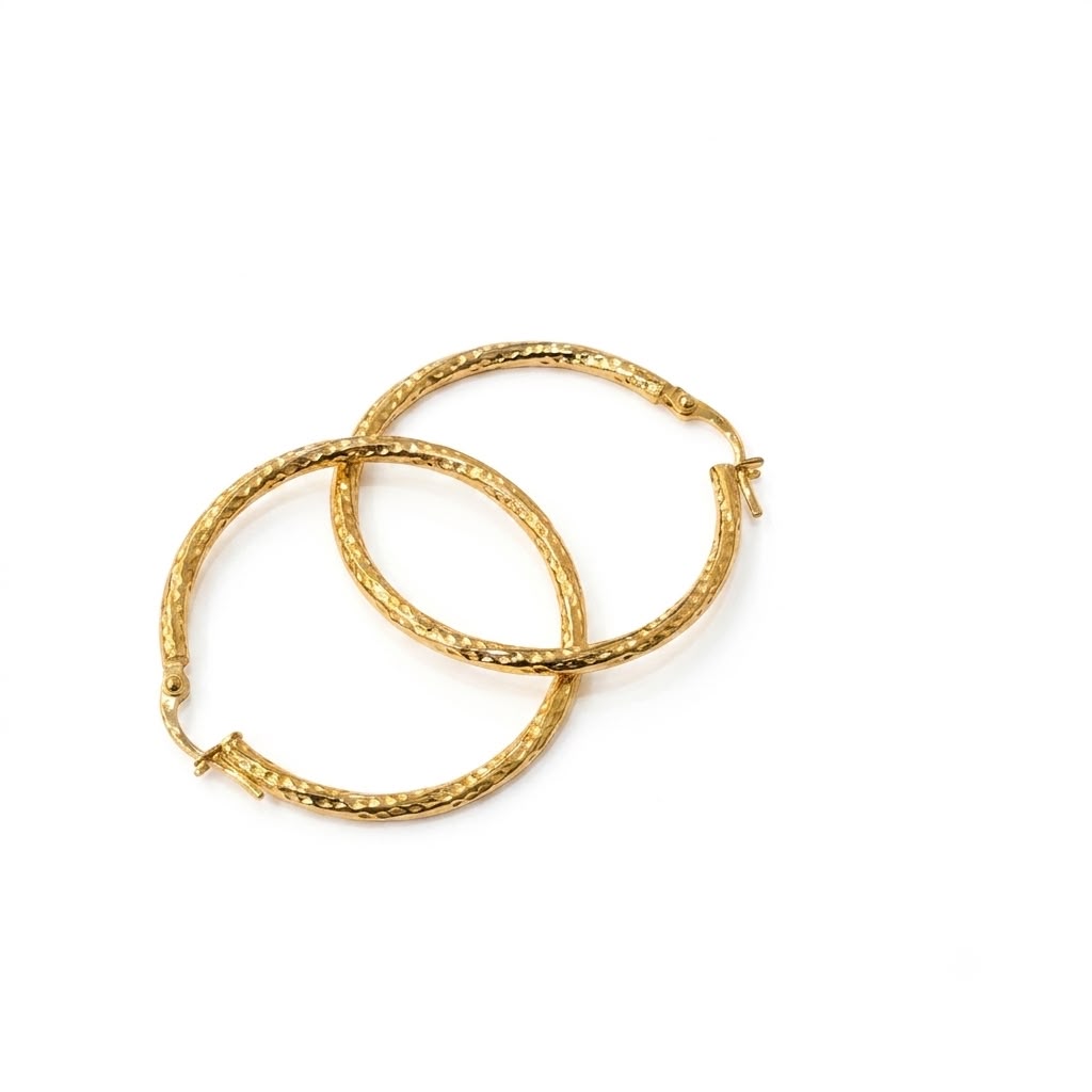 18k Gold Matte Twirl Loop Earrings