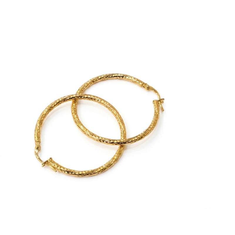 18k Gold Matte Twirl Loop Earrings - Earrings - Embellish Gold Jewelry & Diamond