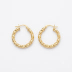 18k Gold Dia Cut Style Loop Earring