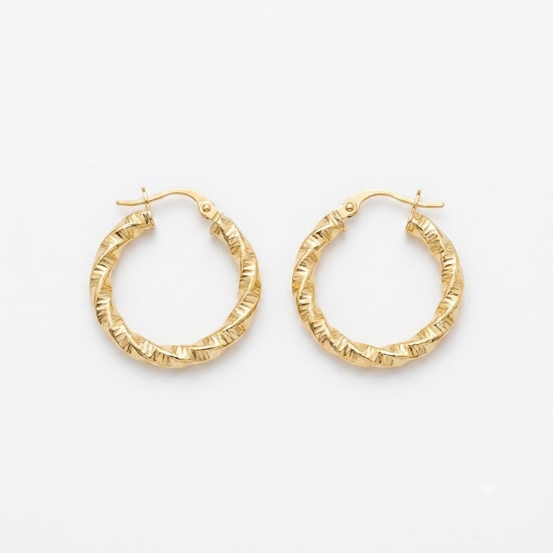 18k Gold Dia Cut Style Loop Earring - المنتجات - Embellish Gold Jewelry & Diamond