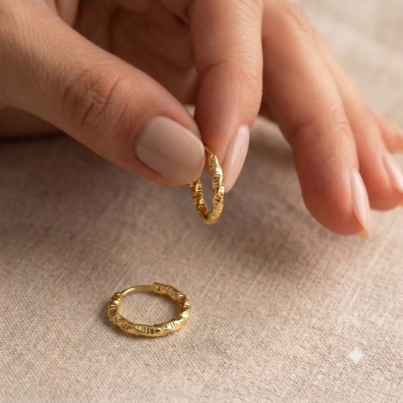 18k Gold Dia Cut Style Loop Earring - المنتجات - Embellish Gold Jewelry & Diamond