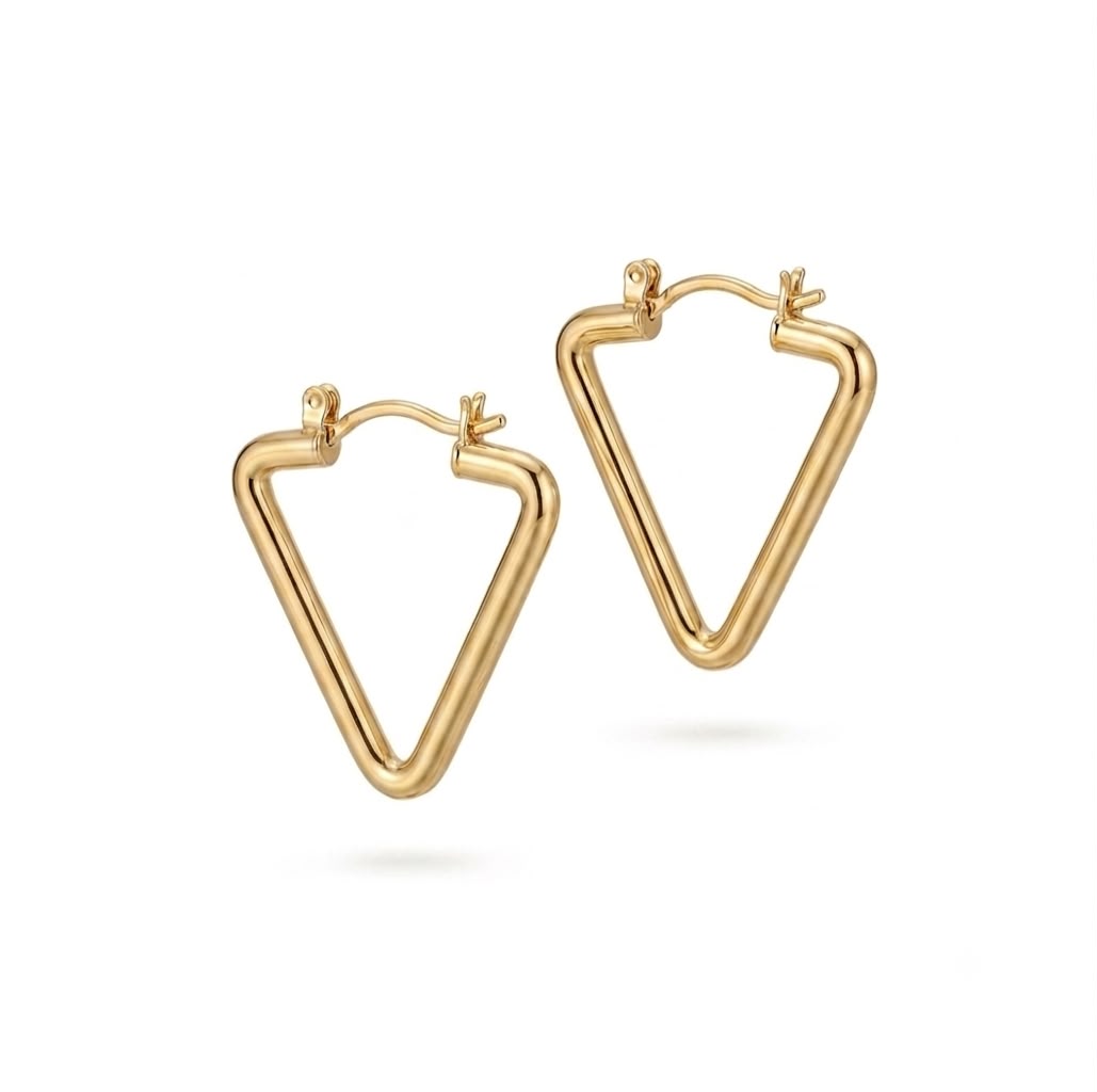 18k Gold Triangle Loop Earring