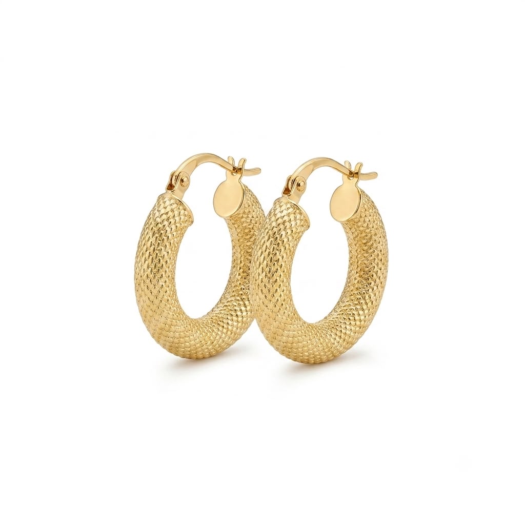 18k Gold Matte Thick Loop Earring