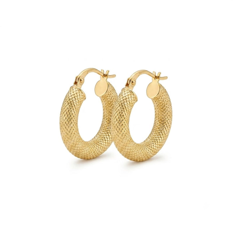 18k Gold Matte Thick Loop Earring - 18k Gold Earrings - Embellish Gold Jewelry & Diamond