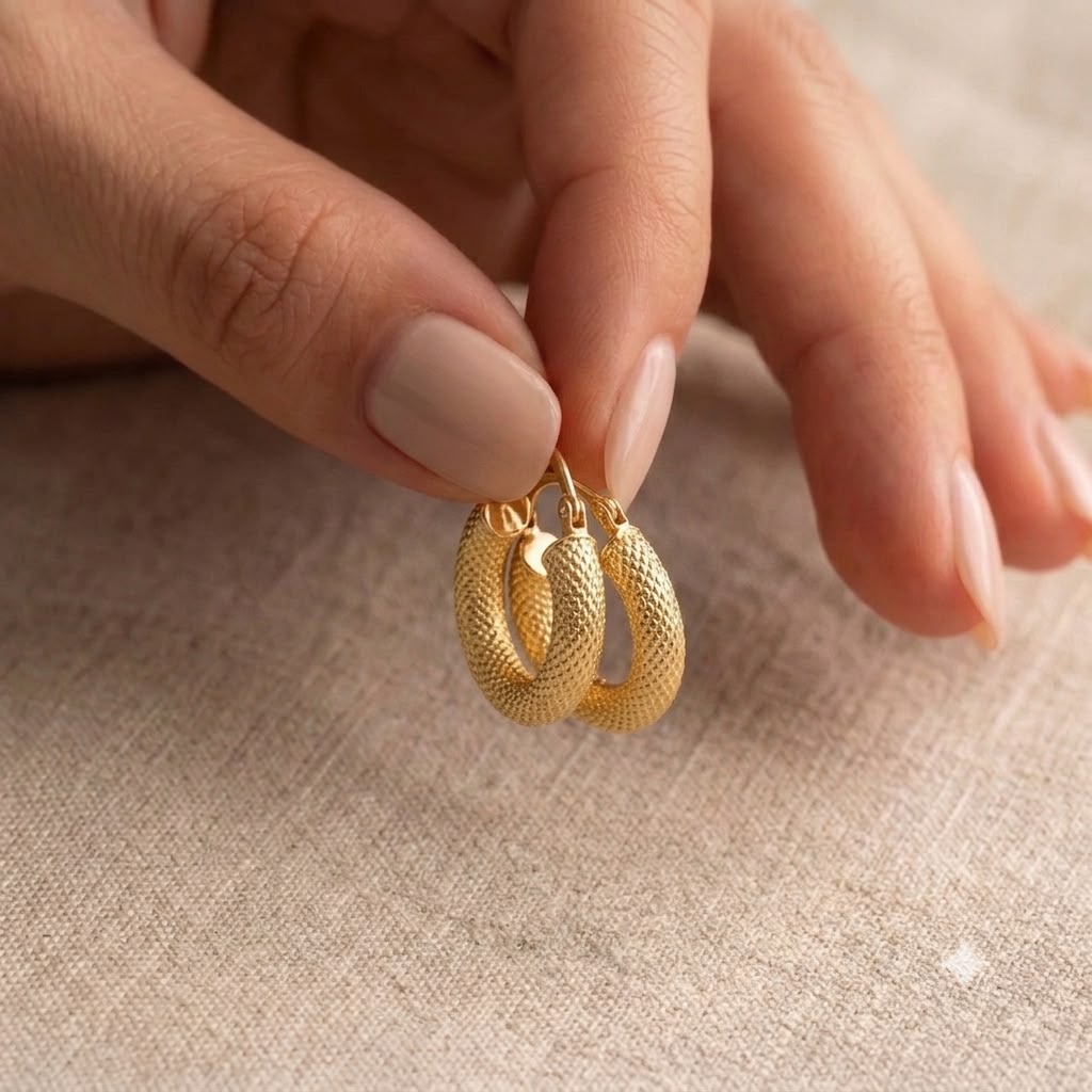18k Gold Matte Thick Loop Earring