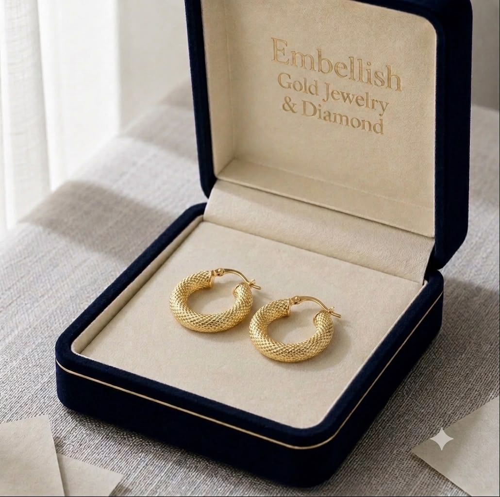 18k Gold Matte Thick Loop Earring