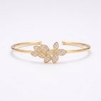 925 Silver Flower Stone Bangle