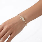 925 Silver Flower Stone Bangle