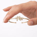 925 Silver Flower Stone Bangle