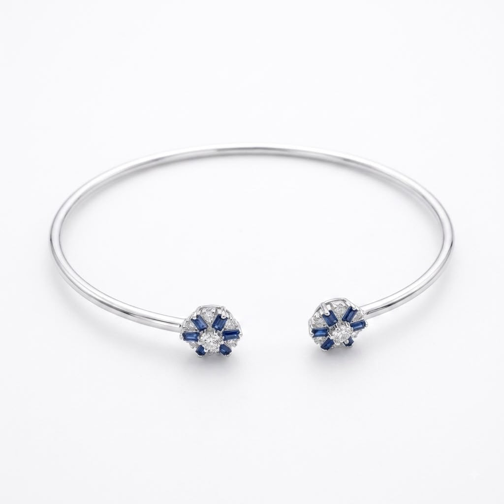 925 Silver Blue Stone Bangle