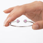 925 Silver Pink Heart Stone Bangle