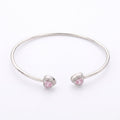 925 Silver Pink Heart Stone Bangle - 925 Silver Bangle - Embellish Gold Jewelry & Diamond