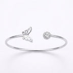 925 Silver Butterfly Stone Bangle