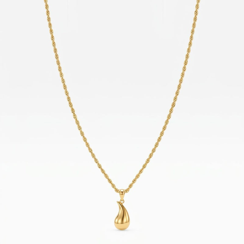 18k Gold Big Plain Teardrops Necklace - 18k Gold Necklace - Embellish Gold Jewelry & Diamond