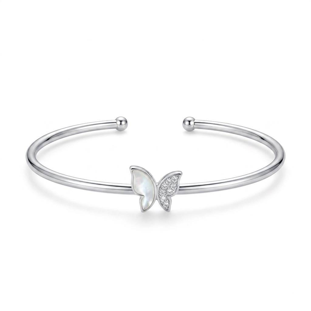 925 Silver Half Butterfly Bangle