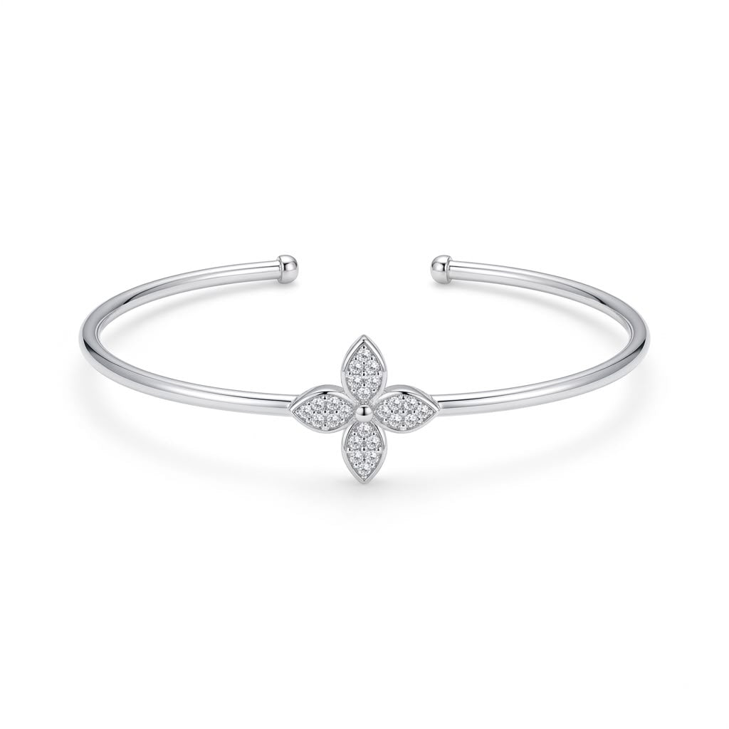 925 Silver Rob Flower Bangle