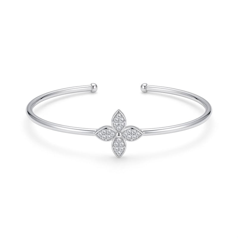 925 Silver Rob Flower Bangle - 925 Silver Bangle - Embellish Gold Jewelry & Diamond
