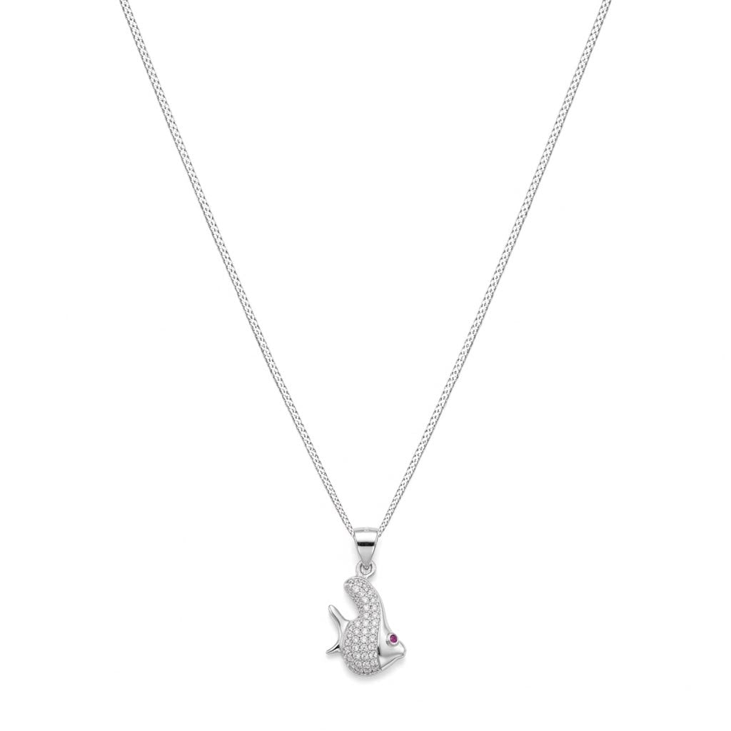 925 Silver Red Eye Fish Necklace