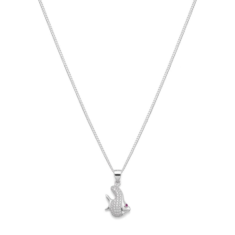 925 Silver Red Eye Fish Necklace - 925 Silver Necklace - Embellish Gold Jewelry & Diamond
